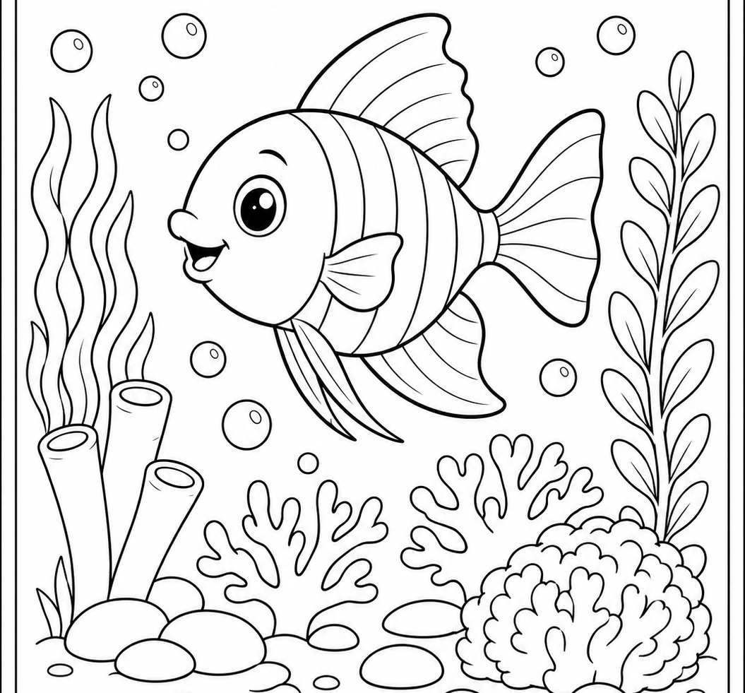 Colouring pages with fish