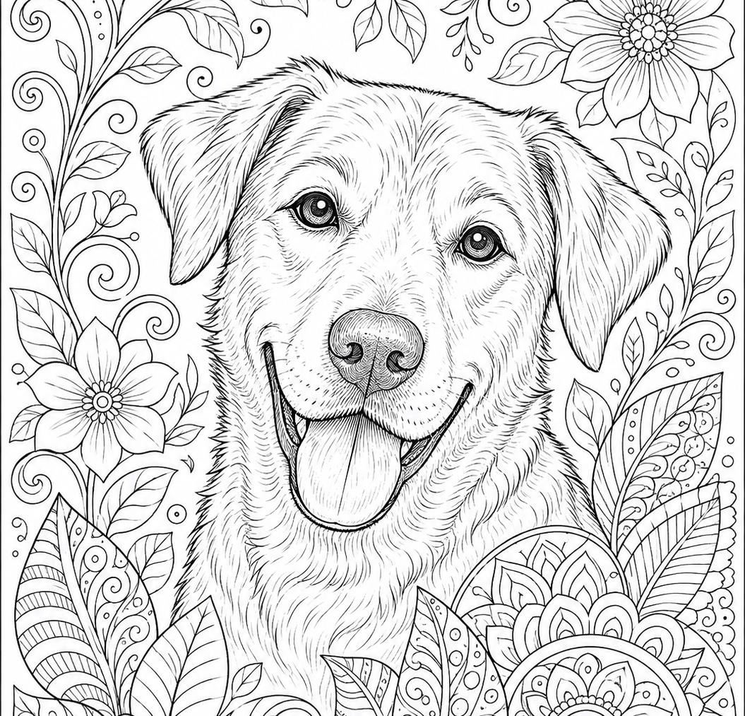 Colouring pages with dogs